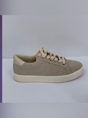 Sam Edelman Ethyl low top natural tan fabric sneaker shoe tie laces women 6